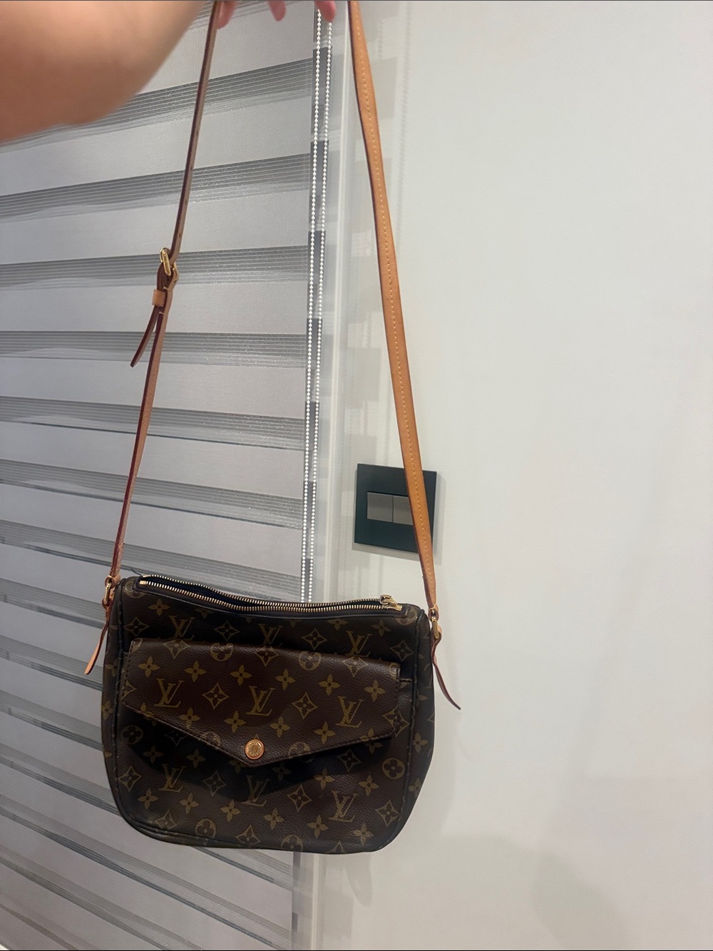 Louis Vuitton Brown Monogram Crossbody with Tan Strap